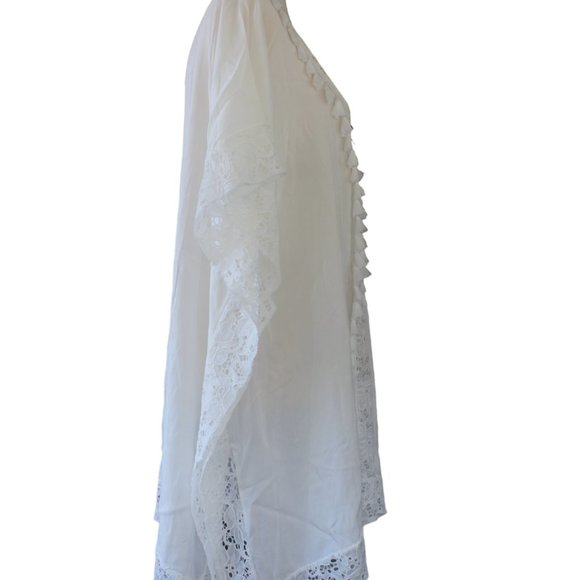White Swimsuit Cover Up- Tunic Style - Picture 7 of 10